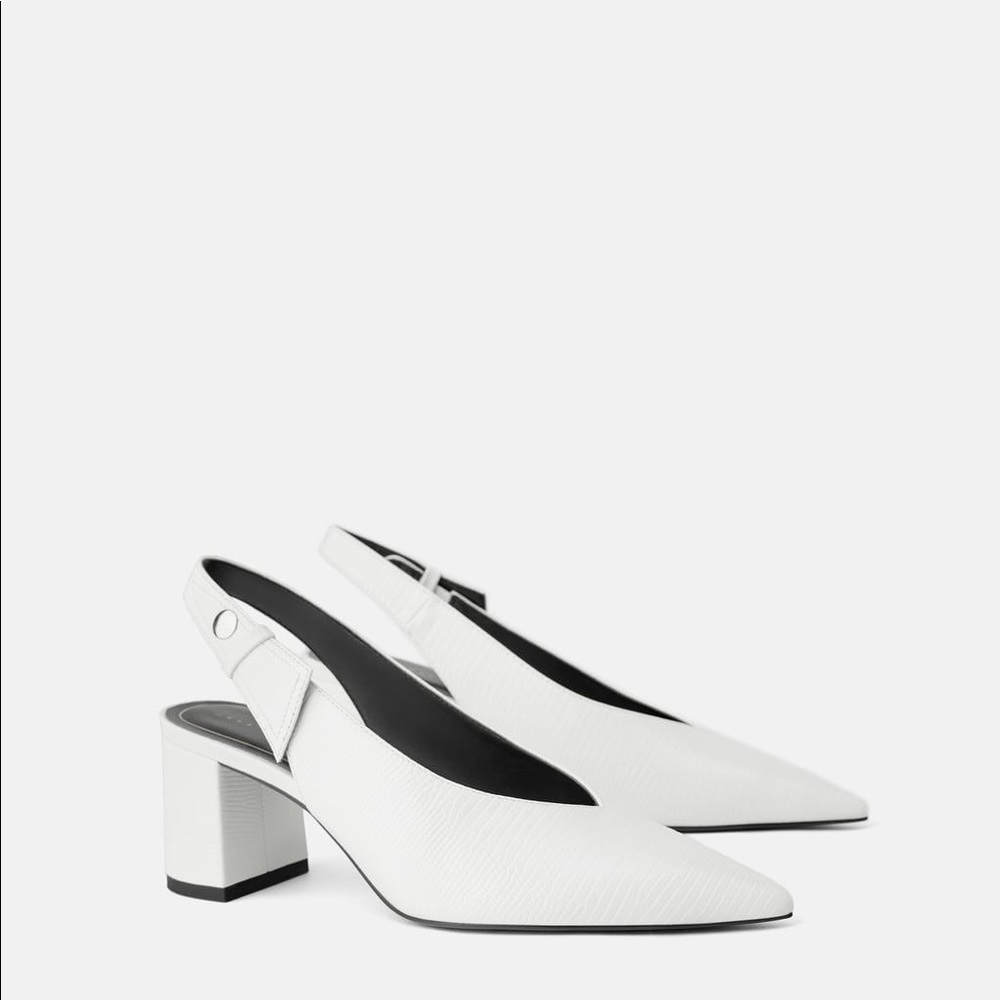 Zara White slingback heels